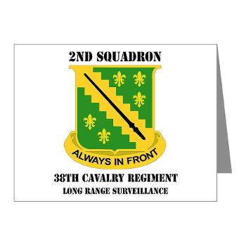 2SLRSABN38CR - M01 - 02 - DUI - 2nd Sqdrn (LRS)(Abn) - 38th Cavalry Regt with Text Note Cards (Pk of 20)