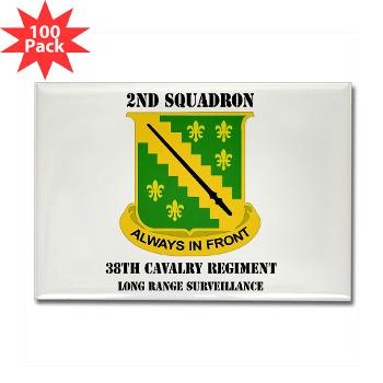 2SLRSABN38CR - M01 - 01 - DUI - 2nd Sqdrn (LRS)(Abn) - 38th Cavalry Regt with Text Rectangle Magnet (100 pack)