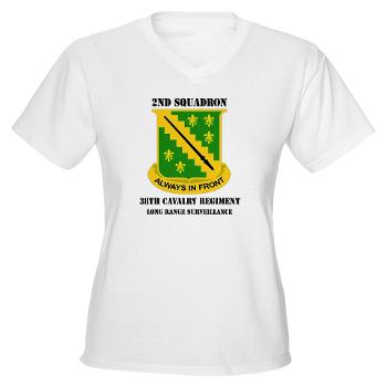 2SLRSABN38CR - A01 - 04 - DUI - 2nd Sqdrn (LRS)(Abn) - 38th Cavalry Regt with Text Women's V-Neck T-Shirt