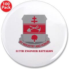317EB - M01 - 01 - DUI - 317th Engineer Battalion with Text - 3.5" Button (100 pack)