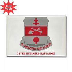 317EB - M01 - 01 - DUI - 317th Engineer Battalion with Text - Rectangle Magnet (100 pack)