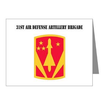 31ADAB - M01 - 02 - SSI - 31st Air Defense Artillery Bde with Text - Note Cards (Pk of 20)