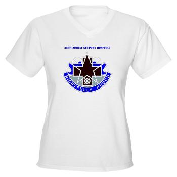 31CSH - A01 - 04 - DUI - 31st Combat Support Hospital with Text - Women's V-Neck T-Shirt
