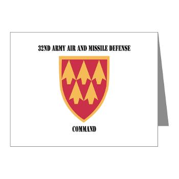 32AAMDC - M01 - 02 - SSI - 32nd Army Air and Missile Defense Command with Text - Note Cards (Pk of 20)