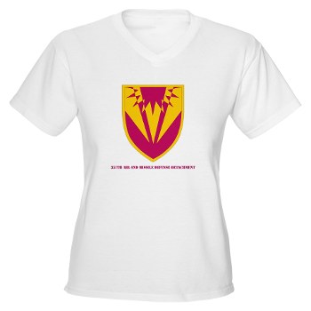 357AMDD - M01 - 04 - SSI - 357th Air & Missile Defense Detachment with Text Women's V-Neck T-Shirt - Click Image to Close