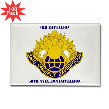 358AB - M01 - 01 - DUI - 3 - 58 Aviation Battalion with Text - Rectangle Magnet (100 pack)