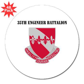 35EB - M01 - 01 - DUI - 35th Engineer Battalion with Text - 3" Lapel Sticker (48 pk)