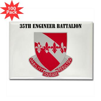 35EB - M01 - 01 - DUI - 35th Engineer Battalion with Text - Rectangle Magnet (100 pack)