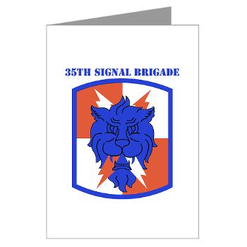 35SB - M01 - 02 - SSI - 35th Signal Brigade with Text - Greeting Cards (Pk of 10)