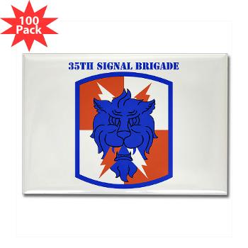 35SB - M01 - 01 - SSI - 35th Signal Brigade with Text - Rectangle Magnet (100 pack) - Click Image to Close