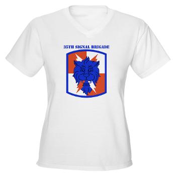 35SB - A01 - 04 - SSI - 35th Signal Brigade with Text - Women's V-Neck T-Shirt
