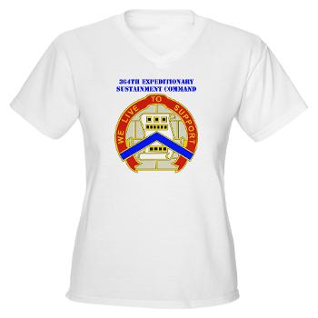 364ESC - A01 - 04 - DUI - 364th Expeditionary Sustainment Command with Text Women's V-Neck T-Shirt