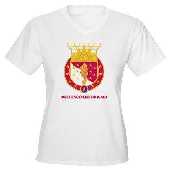 36EB - A01 - 04 - DUI - 36th Engineer Brigade with Text Women's V-Neck T-Shirt - Click Image to Close