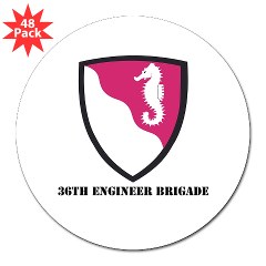 36EB - M01 - 01 - SSI - 36th Engineer Brigade with Text 3" Lapel Sticker (48 pk) - Click Image to Close