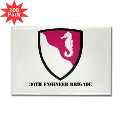 36EB - M01 - 01 - SSI - 36th Engineer Brigade with Text Rectangle Magnet (100 pack)