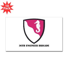 36EB - M01 - 01 - SSI - 36th Engineer Brigade with Text Sticker (Rectangle 10 pk)