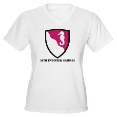 36EB - A01 - 04 - SSI - 36th Engineer Brigade with Text Women's V-Neck T-Shirt - Click Image to Close