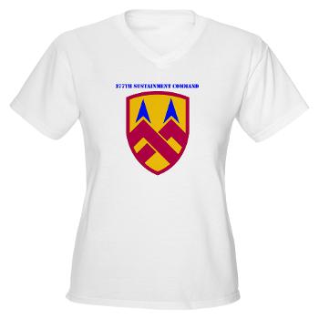 377SC - A01 - 04 - 377th Sustainment Command with Text - Women's V-Neck T-Shirt