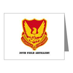 39FA - M01 - 02 - DUI - 39th Field Artillery with Text - Note Cards (Pk of 20)