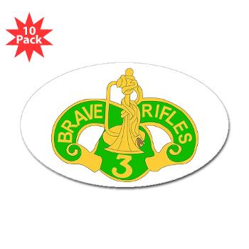 3ACR - M01 - 01 - DUI - 3rd Armored Cavalry Regiment - Sticker (Oval 10 pk)