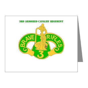 3ACR - M01 - 02 - DUI - 3rd Armored Cavalry Regiment with Text - Note Cards (Pk of 20) - Click Image to Close