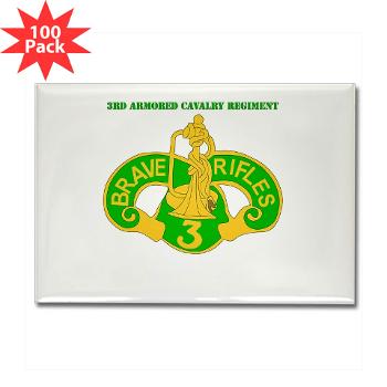 3ACR - M01 - 01 - DUI - 3rd Armored Cavalry Regiment with Text - Rectangle Magnet (100 pack) - Click Image to Close