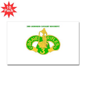 3ACR - M01 - 01 - DUI - 3rd Armored Cavalry Regiment with Text - Sticker (Rectangle 10 pk)