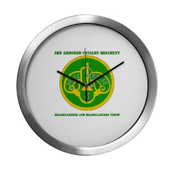 3ACRHHT - M01 - 03 - DUI - Headquarters and Headquarters Troop with text - Modern Wall Clock