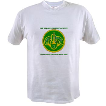 3ACRHHT - A01 - 04 - DUI - Headquarters and Headquarters Troop with text - Value T-shirt
