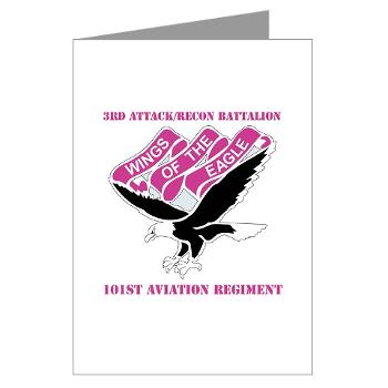 3ARB101AR - M01 - 02 - DUI - 3rd Atk/Recon Bn - 101st Avn Regt with text Greeting Cards (Pk of 10) - Click Image to Close