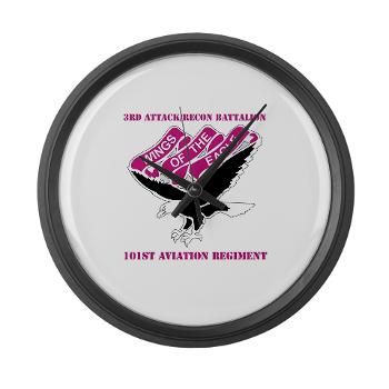 3ARB101AR - M01 - 03 - DUI - 3rd Atk/Recon Bn - 101st Avn Regt with text Large Wall Clock - Click Image to Close
