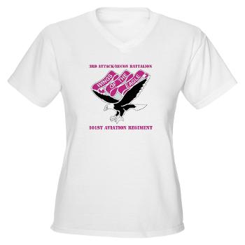 3ARB101AR - A01 - 04 - DUI - 3rd Atk/Recon Bn - 101st Avn Regt with text Women's V-Neck T-Shirt