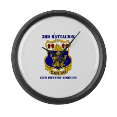 3B15IR - M01 - 03 - DUI - 3rd Bn - 15th Infantry Regiment with Text - Large Wall Clock