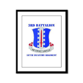 3B187IR - M01 - 02 - DUI - 3rd Bn - 187th Infantry Regiment with Text Framed Panel Print