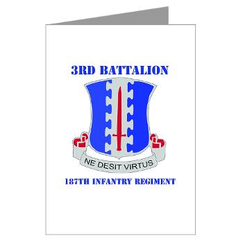 3B187IR - M01 - 02 - DUI - 3rd Bn - 187th Infantry Regiment with Text Greeting Cards (Pk of 10)