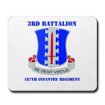 3B187IR - M01 - 03 - DUI - 3rd Bn - 187th Infantry Regiment with Text Mousepad