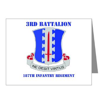 3B187IR - M01 - 02 - DUI - 3rd Bn - 187th Infantry Regiment with Text Note Cards (Pk of 20)
