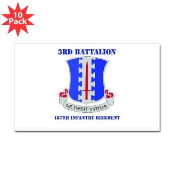 3B187IR - M01 - 01 - DUI - 3rd Bn - 187th Infantry Regiment with Text Sticker (Rectangle 10 pk)