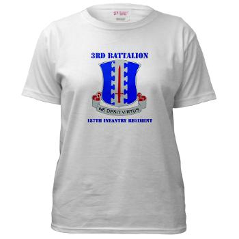 3B187IR - A01 - 04 - DUI - 3rd Bn - 187th Infantry Regiment with Text Women's T-Shirt