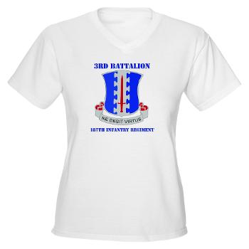 3B187IR - A01 - 04 - DUI - 3rd Bn - 187th Infantry Regiment with Text Women's V-Neck T-Shirt