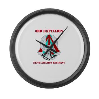 3B227AR - M01 - 03 - DUI - 3nd Bn - 227th Aviation Regt with Text - Large Wall Clock