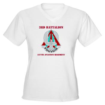 3B227AR - A01 - 04 - DUI - 3nd Bn - 227th Aviation Regt with Text - Women's V-Neck T-Shirt - Click Image to Close