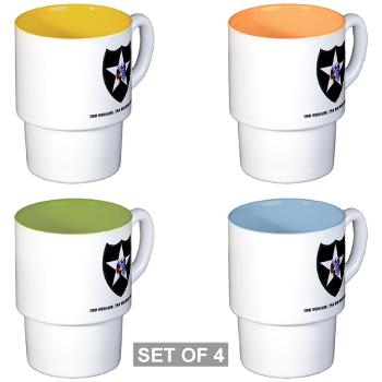 3B2ID - M01 - 03 - 3rd Brigade, 2nd Infantry Division with Text - Stackable Mug Set (4 mugs)