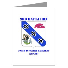 3B309IR - M01 - 02 - DUI - 3rd Battalion - 309th Infantry Regiment (CS/CSS) with Text Greeting Cards (Pk of 10) - Click Image to Close