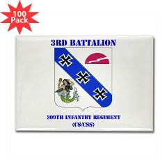3B309IR - M01 - 01 - DUI - 3rd Battalion - 309th Infantry Regiment (CS/CSS) with Text Rectangle Magnet (100 pack) - Click Image to Close