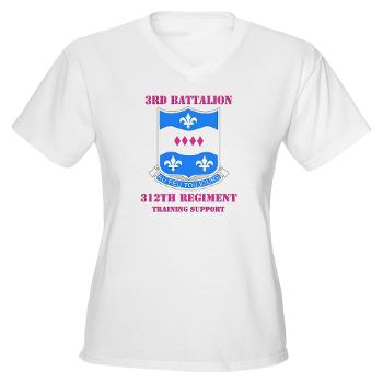 3B312RTS - A01 - 04 - DUI - 3rd Bn - 312th Regt (TS) with Text Women's V-Neck T-Shirt