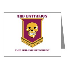 3B314FA - M01 - 02 - DUI - 3rd Battalion - 314th Field Artillery with Text Note Cards (Pk of 20)