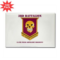3B314FA - M01 - 01 - DUI - 3rd Battalion - 314th Field Artillery with Text Rectangle Magnet (100 pack) - Click Image to Close