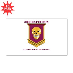 3B314FA - M01 - 01 - DUI - 3rd Battalion - 314th Field Artillery with Text Sticker (Rectangle 10 pk)