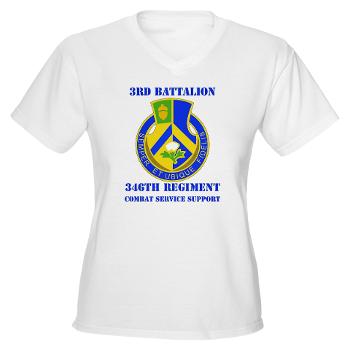 3B346R - A01 - 04 - DUI - 3rd Bn - 346 Regijment (CSS) with Text Women's V-Neck T-Shirt
